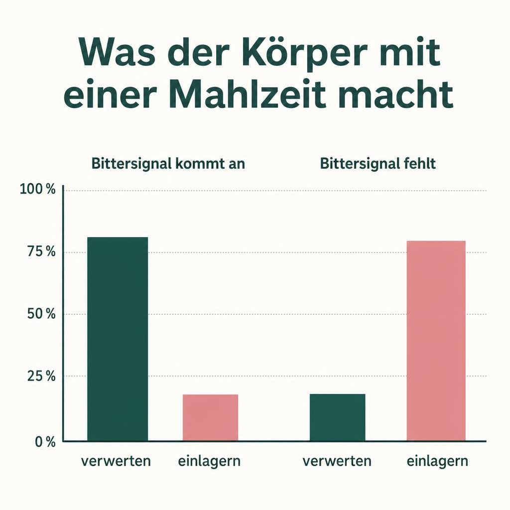 "Medizinische Verlaufsgrafik, digital gesetzt wie in einem Gesundheitsmagazin, heller Grund, zwei Farben, klare Typo: Ba