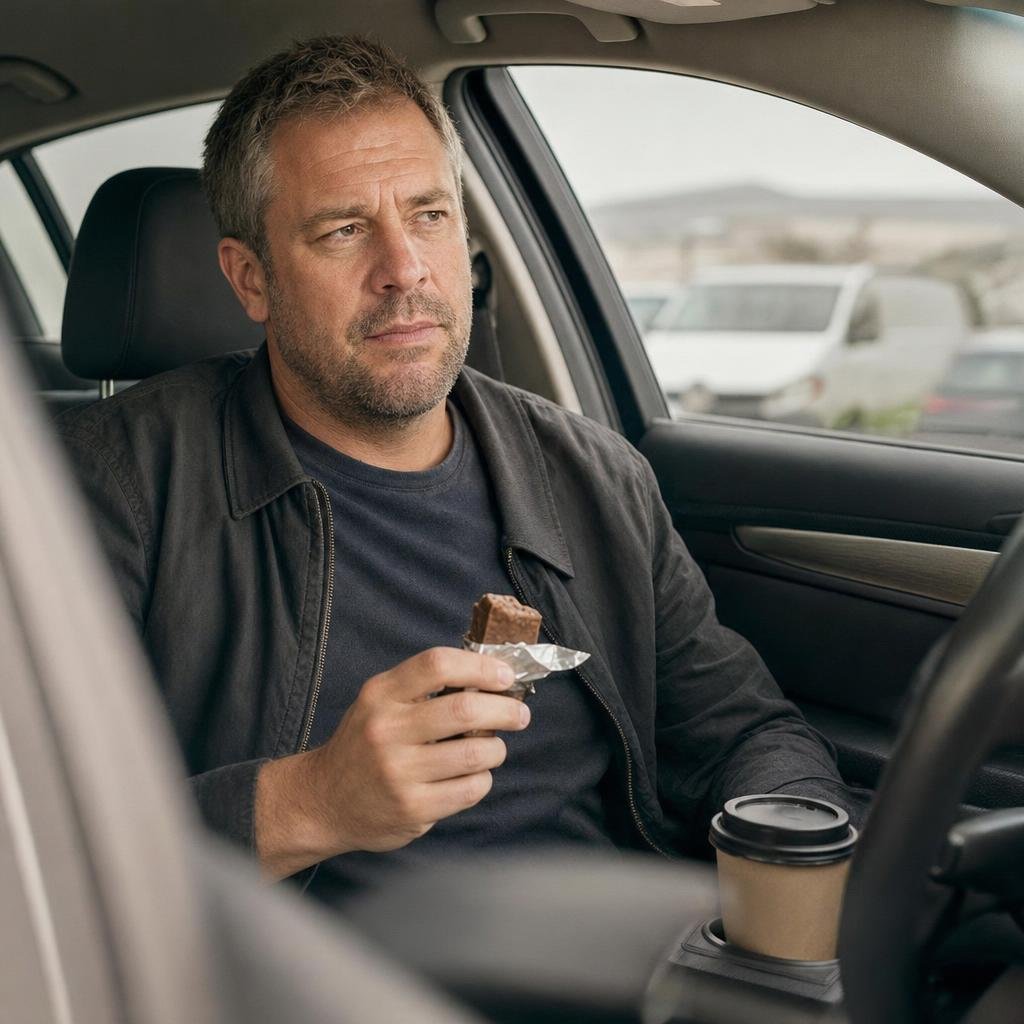 "Reportagefoto einer deutschen Männerzeitschrift: Stefan, 46, kräftige Statur, kurze dunkelblonde Haare mit grauen Schlä